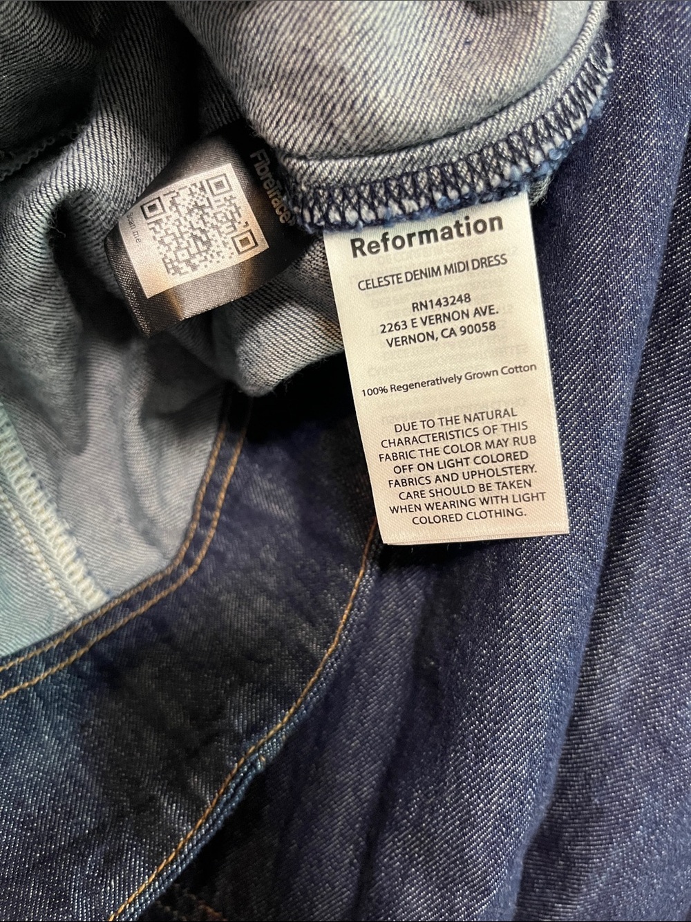 Reformation NWT Celeste long sleeve button front denim midi dress cotton sz 2 - Picture 9 of 9